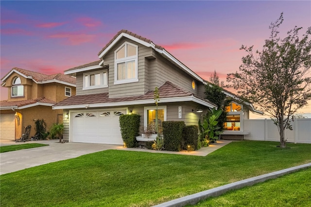 747 Highland View Dr, Corona, CA 92882 - view of front of home featuring a garage, driveway, and a tiled roof