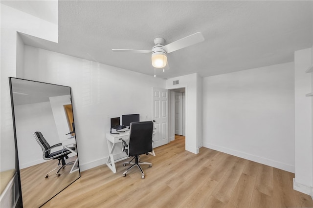 747 Highland View Dr, Corona, CA 92882 - home office with a ceiling fan and light wood finished floors