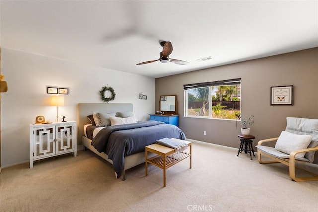 23004 Seattle Ridge Rd, Wildomar, CA 92595 - bedroom featuring light colored carpet and ceiling fan