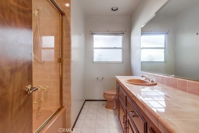 27909 Alaflora Dr, Rancho Palos Verdes, CA 90275 - full bath with vanity, combined bath / shower with glass door, and tile patterned flooring