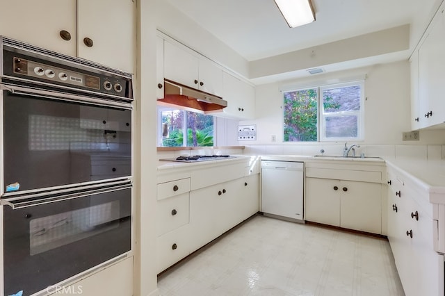 27909 Alaflora Dr, Rancho Palos Verdes, CA 90275 - kitchen with white dishwasher, plenty of natural light, under cabinet range hood, and light countertops