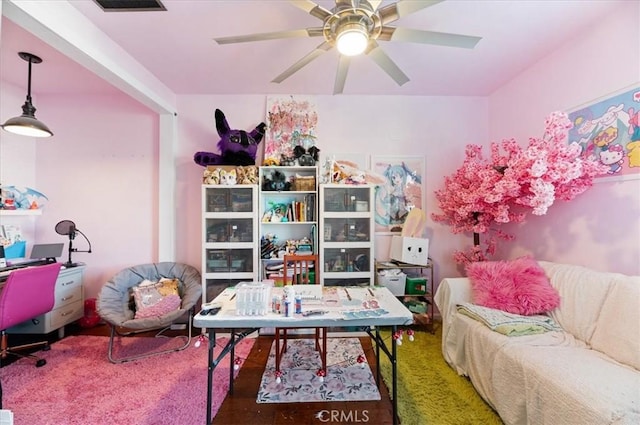 22517 Skipping Stone Dr, Saugus, CA 91350 - sitting room featuring ceiling fan