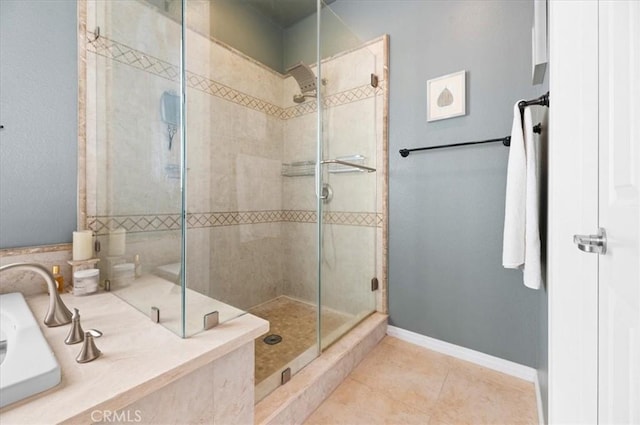 22517 Skipping Stone Dr, Saugus, CA 91350 - bathroom with a shower stall, a garden tub, and tile patterned floors