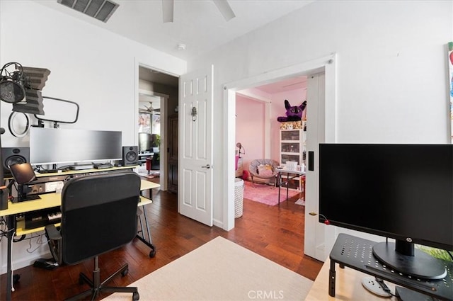 22517 Skipping Stone Dr, Saugus, CA 91350 - office space featuring wood finished floors and ceiling fan