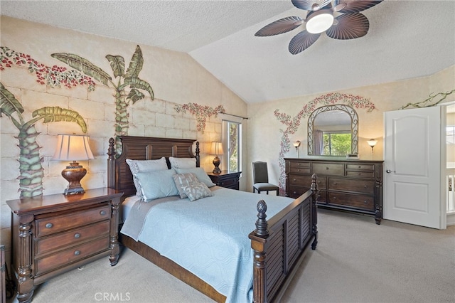 11361 Foxglove Ln, Corona, CA 92878 - bedroom with carpet flooring, lofted ceiling, ceiling fan, and a textured ceiling