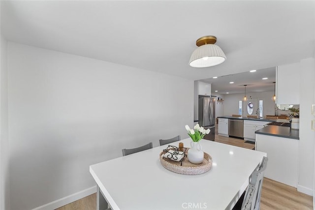 927 E Fairway Dr, Orange, CA 92866 - dining area with light wood finished floors and recessed lighting