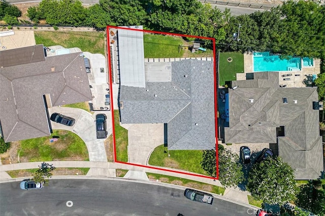927 E Fairway Dr, Orange, CA 92866 - aerial view of property and surrounding area with property parcel outlined