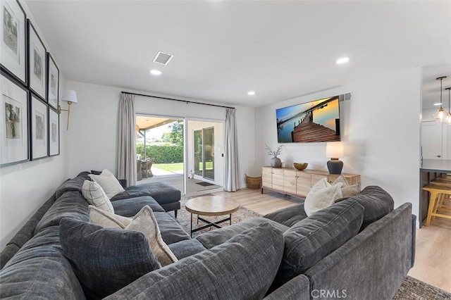 927 E Fairway Dr, Orange, CA 92866 - living room featuring light wood finished floors and recessed lighting