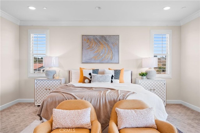 16389 Viewcrest Rd, Chino Hills, CA 91709 - carpeted bedroom with multiple windows, crown molding, and recessed lighting