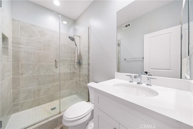 16389 Viewcrest Rd, Chino Hills, CA 91709 - bathroom with a shower stall, vanity, and recessed lighting