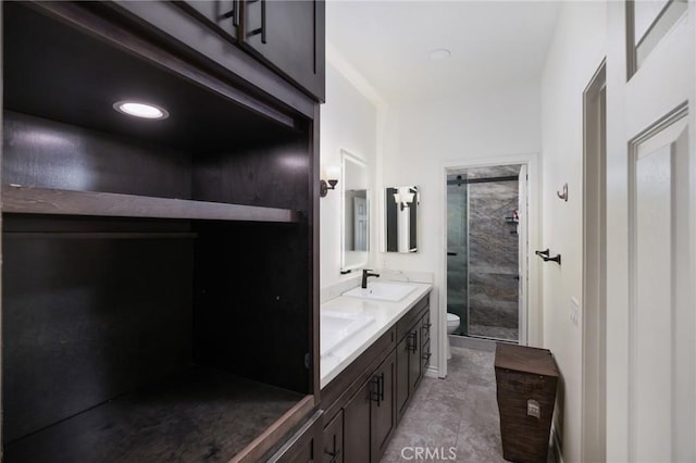 5231 Flora Ct, Rancho Cucamonga, CA 91739 - bathroom featuring a stall shower and double vanity