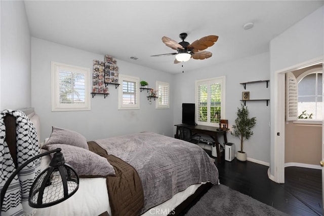 5231 Flora Ct, Rancho Cucamonga, CA 91739 - bedroom featuring dark wood-style flooring and a ceiling fan