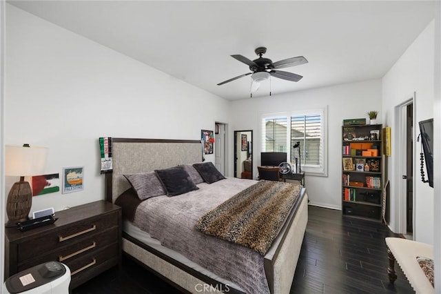 5231 Flora Ct, Rancho Cucamonga, CA 91739 - bedroom featuring dark wood-type flooring and a ceiling fan