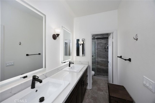 5231 Flora Ct, Rancho Cucamonga, CA 91739 - bathroom featuring a stall shower and double vanity