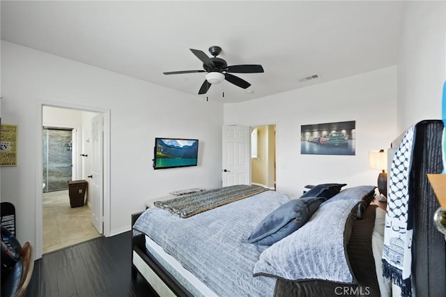 5231 Flora Ct, Rancho Cucamonga, CA 91739 - bedroom with dark wood-style flooring and a ceiling fan