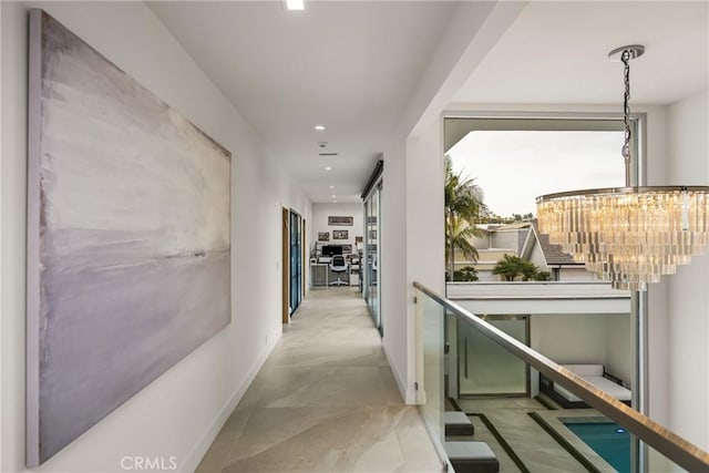 323 Morning Star Ln, Newport Beach, CA 92660 - corridor with an upstairs landing and recessed lighting
