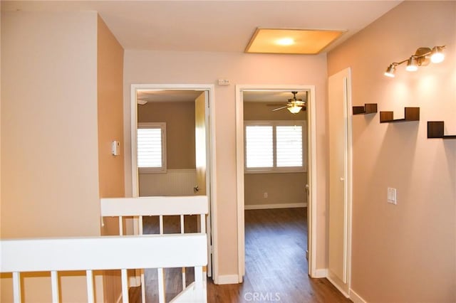 6584 E Paseo Diego, Anaheim, CA 92807 - hallway featuring dark wood-type flooring and plenty of natural light