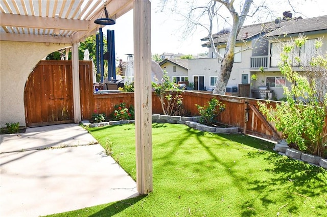 6584 E Paseo Diego, Anaheim, CA 92807 - fenced backyard with a gate, a residential view, and a pergola