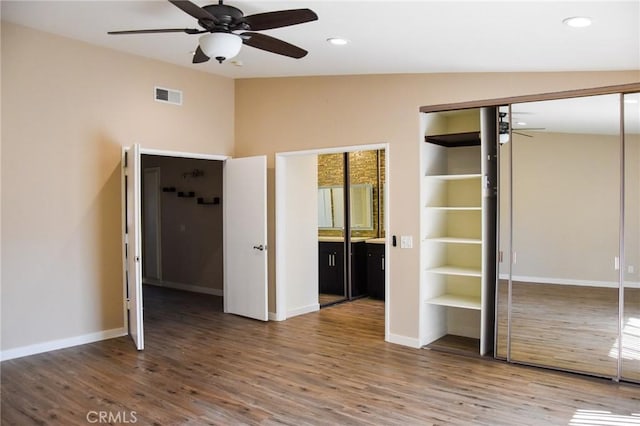 6584 E Paseo Diego, Anaheim, CA 92807 - unfurnished bedroom featuring wood finished floors, recessed lighting, a closet, and ensuite bathroom