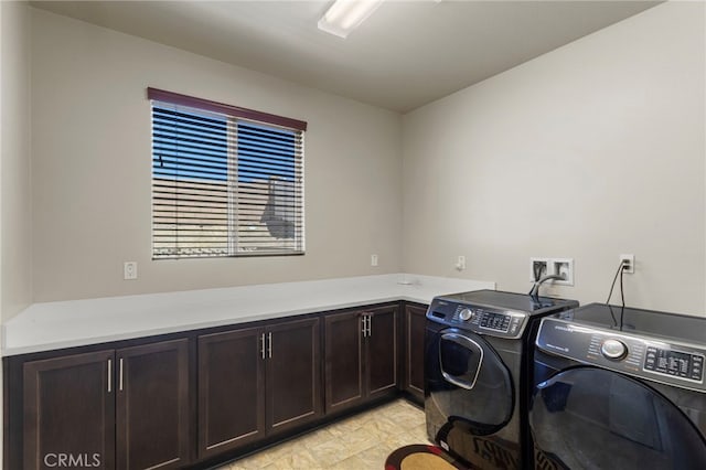 11462 Jacobsen Rd, Beaumont, CA 92223 - laundry room with washer and clothes dryer, cabinet space, and a desk