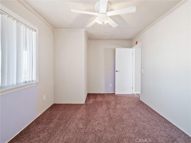 7423 Palomar Ave, Yucca Valley, CA 92284 - spare room featuring carpet floors, crown molding, and ceiling fan