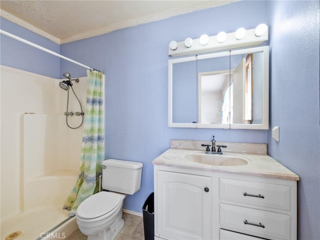 7423 Palomar Ave, Yucca Valley, CA 92284 - bathroom featuring a shower with shower curtain, vanity, and tile patterned flooring
