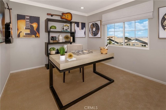 9031 Carson Ave, Hesperia, CA 92344 - carpeted office space featuring crown molding and recessed lighting