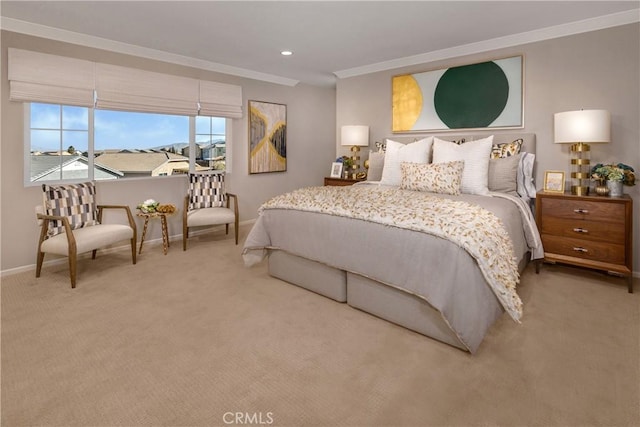 9031 Carson Ave, Hesperia, CA 92344 - carpeted bedroom with crown molding and recessed lighting