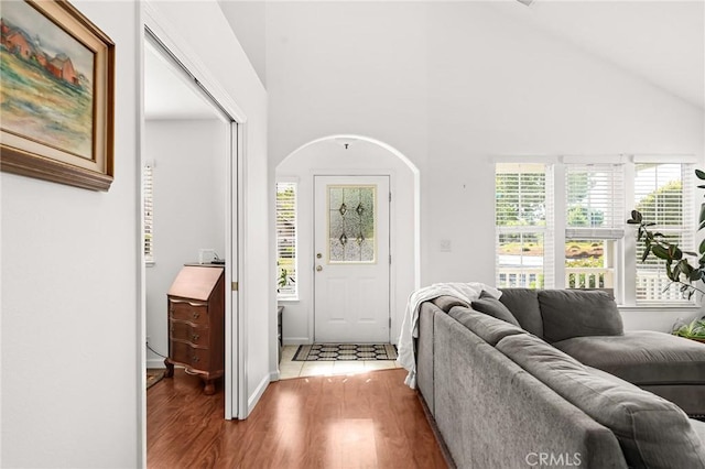 1 Alden Ct, Chico, CA 95973 - entryway featuring plenty of natural light, wood finished floors, and high vaulted ceiling