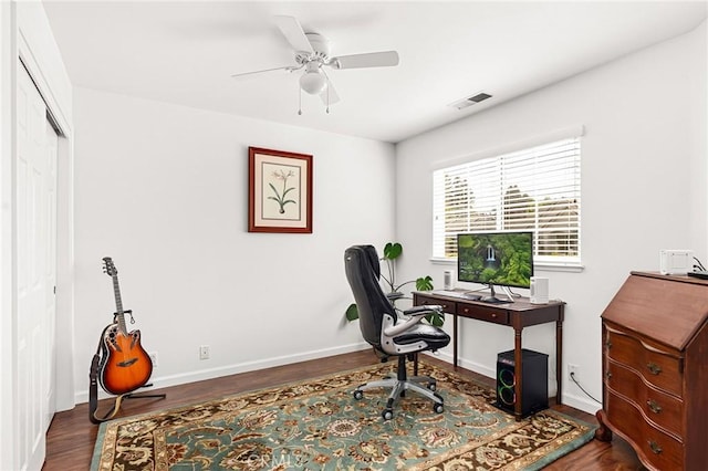 1 Alden Ct, Chico, CA 95973 - office with dark wood-type flooring and ceiling fan