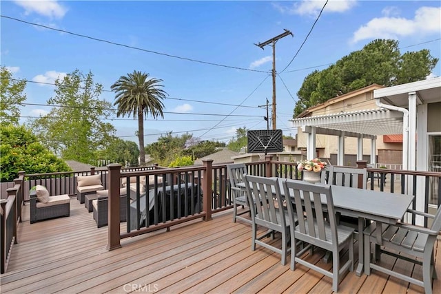 3348 Burritt Way, La Crescenta, CA 91214 - wooden terrace with outdoor dining area and an outdoor hangout area