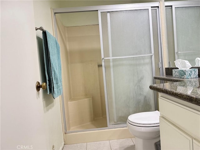 23020 Jensen Ct, Grand Terrace, CA 92313 - full bath with tile patterned floors, vanity, and a shower stall