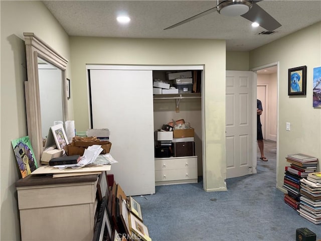 23020 Jensen Ct, Grand Terrace, CA 92313 - carpeted office with a ceiling fan and recessed lighting