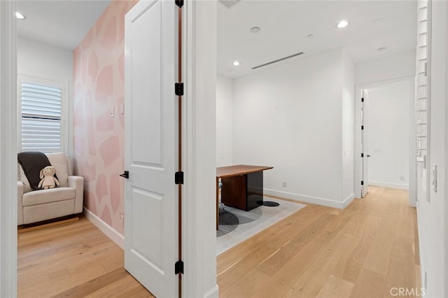 10413 Saint Anna Pl, Fountain Valley, CA 92708 - corridor featuring light wood finished floors and recessed lighting