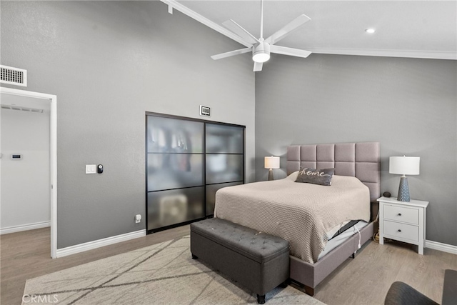 5230 Zelzah Ave Unit 3, Encino, CA 91316 - bedroom with wood finished floors, crown molding, ceiling fan, and recessed lighting
