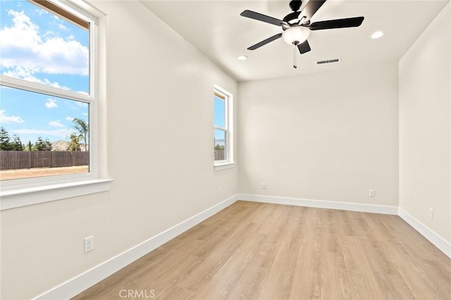 5035 San Juanico Dr, Chico, CA 95973 - spare room featuring light wood-style flooring, a ceiling fan, and recessed lighting