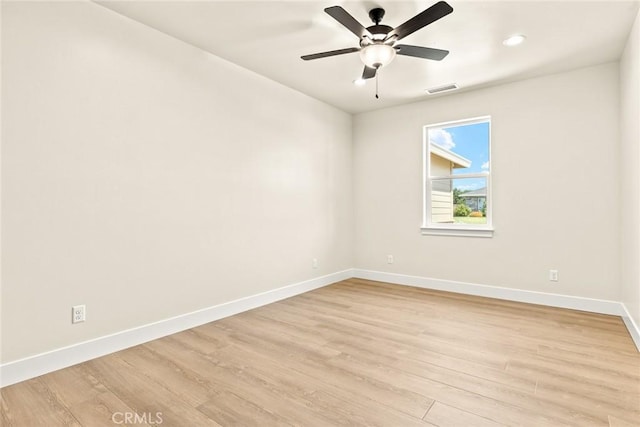 5035 San Juanico Dr, Chico, CA 95973 - spare room featuring light wood-type flooring, recessed lighting, and a ceiling fan