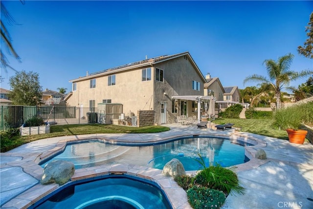18328 Nightingale Ct, Canyon Country, CA 91387 - view of swimming pool featuring a pergola, a patio, and a pool with connected hot tub