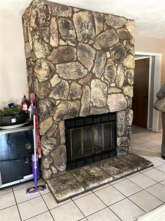 1061 N Perris Blvd, Perris, CA 92571 - detailed view of a stone fireplace and a textured ceiling