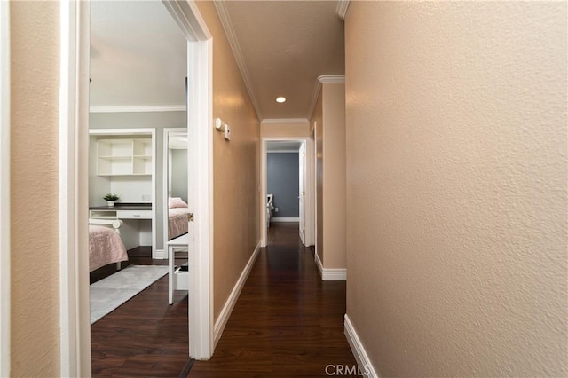 4425 Ashworth St, Lakewood, CA 90712 - hall featuring crown molding and dark wood-type flooring