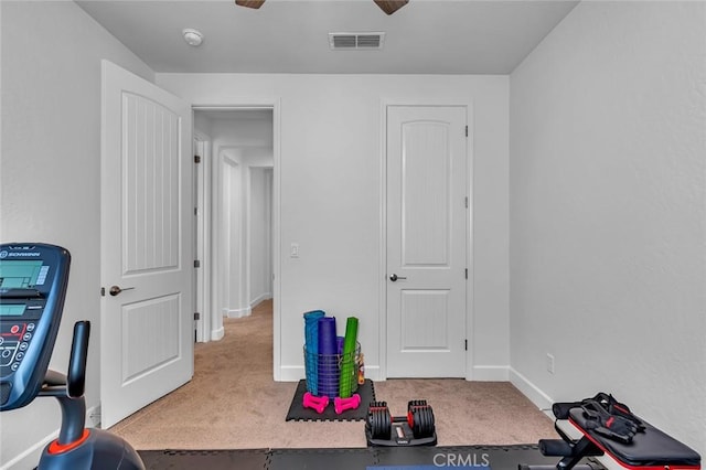 253 Peters Ln S, Madera, CA 93636 - workout room with carpet flooring and ceiling fan