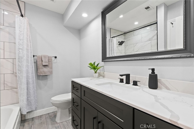 11142 Bertha Pl, Cerritos, CA 90703 - full bathroom with vanity, recessed lighting, and shower / bath combo