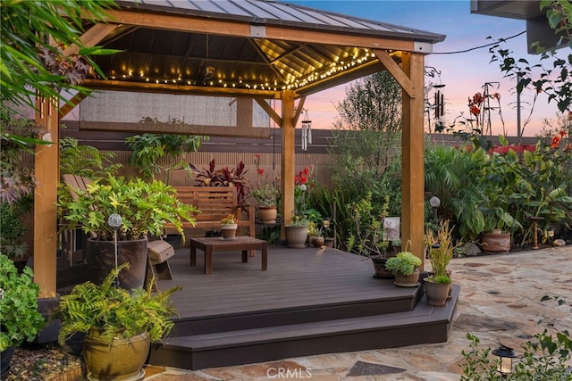 11142 Bertha Pl, Cerritos, CA 90703 - wooden terrace featuring a gazebo and a fenced backyard