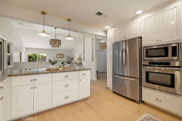 812 Collindale Ct, Chico, CA 95926 - kitchen with stainless steel appliances, light wood-style floors, white cabinetry, and recessed lighting