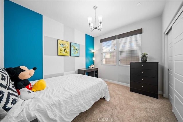 814 Beacon, Irvine, CA 92618 - bedroom featuring carpet flooring, a chandelier, and a closet