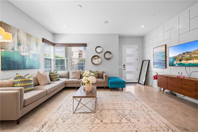814 Beacon, Irvine, CA 92618 - living room with recessed lighting and tile patterned flooring
