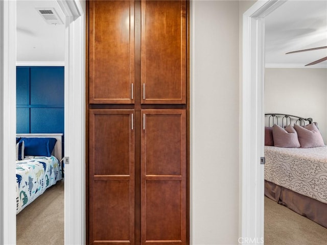 18387 Evening Primrose Ln, San Bernardino, CA 92407 - bedroom with carpet floors and crown molding