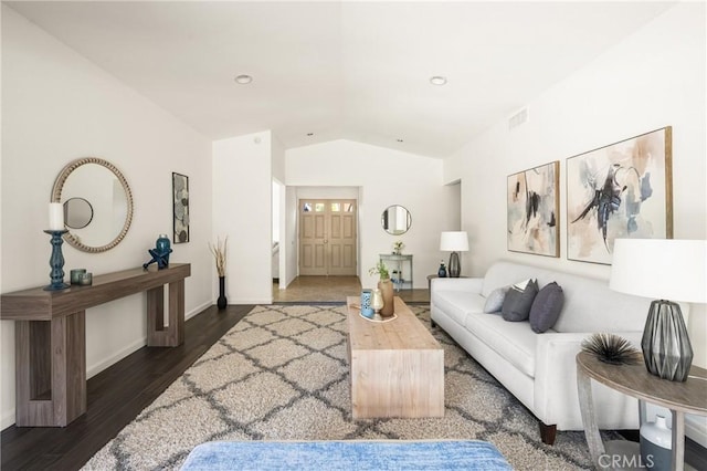 22811 Fortuna Ln, Mission Viejo, CA 92691 - living area featuring vaulted ceiling and wood finished floors