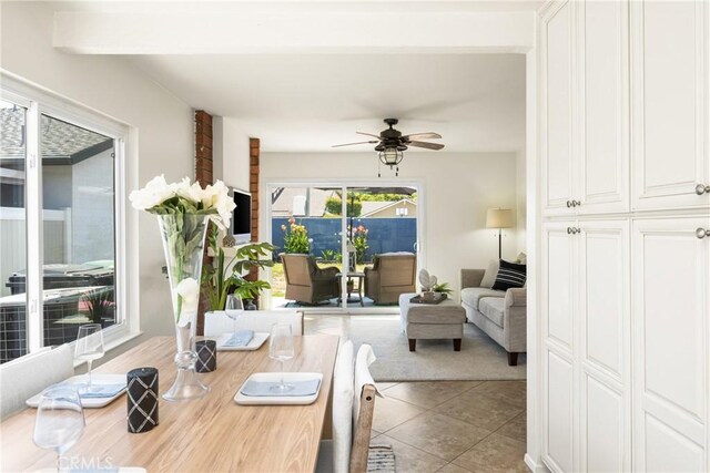 22811 Fortuna Ln, Mission Viejo, CA 92691 - dining space featuring a ceiling fan and tile patterned flooring