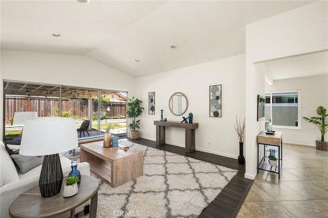 22811 Fortuna Ln, Mission Viejo, CA 92691 - living room with lofted ceiling, wood finished floors, and recessed lighting